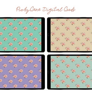Set of 4 _ Vintage Floral Pattern | iPad Wallpaper, Minimalist Background, iPad background, Mac Wallpaper, Digital Background, Paper Texture