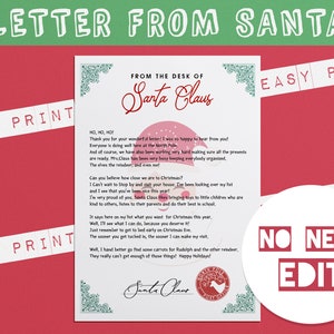 Imprimible de Santa _ Carta del Polo Norte, Carta de Santa Claus, Cartas de Santa para niños, Escritorio de Santa, Descarga Digital, Santa Estacionaria