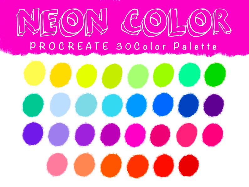 Neon Color PROCREATE COLOR PALETTE Neon Yellow Neon - Etsy