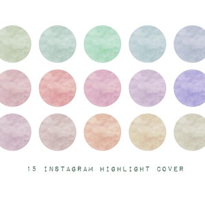 15 Watercolor - INSTAGRAM HIGHLIGHT COVER | Color Only, Pastel, Minimalist, Social Media Icons, Instagram Cover, Story Icons