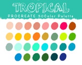 Tropical Color - PROCREATE COLOR PALETTE | Tropical palette, Custom color palette, for Procreate App, Color Palette, Instant Download