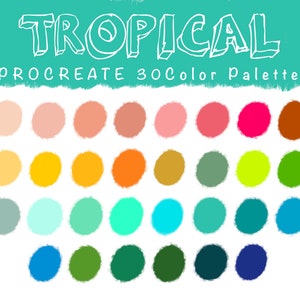 Tropical Color - PROCREATE COLOR PALETTE | Tropical palette, Custom color palette, for Procreate App, Color Palette, Instant Download