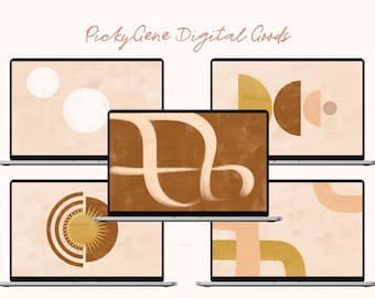 5 Boho Wallpaper Bundle | Laptop Background, Abstract Wallpaper, Minimalist Wallpaper, Mac Wallpaper, Digital Wallpaper, Digital Background