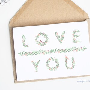 Liebe dich _ druckbare | Minimalistische Karte, botanische Design, Dankeschön-Karte, Grußkarte, Freund, für Mutter, für Freund, für Familie