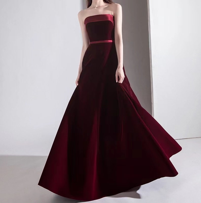 Red Bustier Prom Dress, Wedding Guest Dress, Bridesmaid Dress, A Line