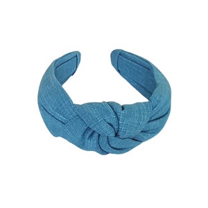 Knotted Headband for Women, Sky Blue Japanese Cotton Lightly Padded Top Knot Headband