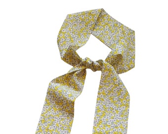 Long Skinny Scarf Made With Liberty of London Ffion Yellow Lightweight Cotton Fabric, Hair Scarf, Neck Scarf, Tie Headband, Sash Belt