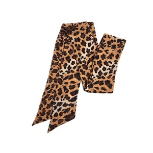 Brown Cheetah/Leopard Print Long Skinny Scarf, 100% Woven Polyester Chiffon, Ponytail Scarf, Neck Scarf, Hair Scarf, Headband Scarf