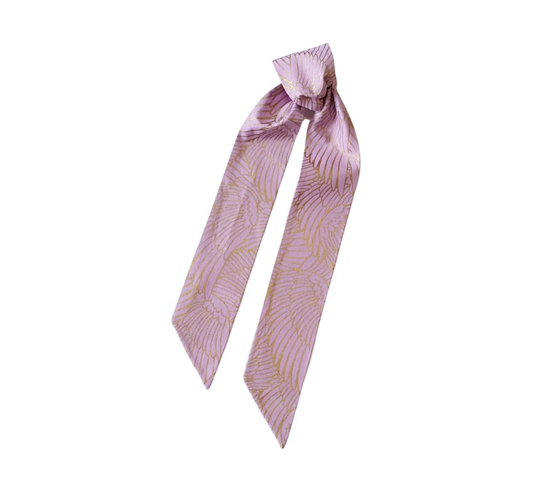 Wings Print in Macaron and Metallic Gold Skinny Scarf, 100% Woven Cotton, Ponytail Scarf, Neck Scarf, Hair Scarf, Tie Up Headband, Wrist Tie image 5