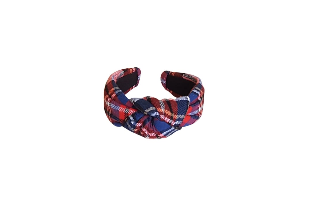 White Tartan Plaid Headband