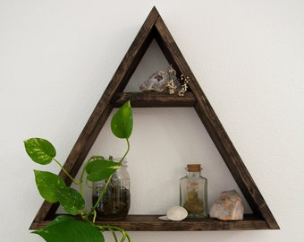 FREE SHIPPING Triangle Floating Shelf / Bath Shelf / Plant Shelf / Wood Shelf / Geometric Shelf / Wooden Shelf / Triangle Altar