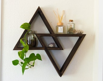 Triangle Shelf / Floating Shelf / Plant Shelf / Wood Shelf / Geometric Shelf / Triangles Shelf / Altar / Altar Shelf / Crystal Shelf