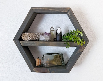 MEDIUM Hexagon Shelves / Honeycomb Shelves / Geometric Shelves / Plant Shelves / Wood Shelf / Floating shelf / Altar