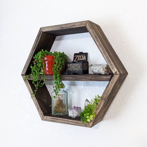 LARGE Hexagon Shelf / Honeycomb Shelves / Geometric Shelves / Plant Shelves / Wood Shelf / Floating shelf