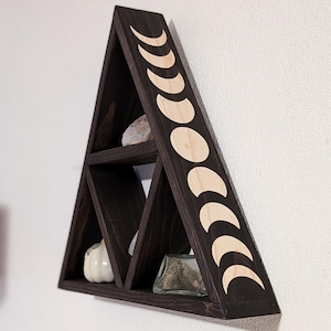 Moon Phase Shelf / Triangle Shelf / Floating Shelf / Crystal Shelf / Altar / Crystal Altar / Wooden Shelf / Moon Phases