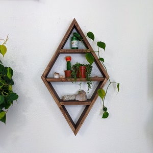 Diamond Shelf / Triangle Shelf / Floating Shelf / Plant Shelf / Wood Shelf / Geometric Shelf / Altar / Altar Shelf / Crystal Shelf / Wooden