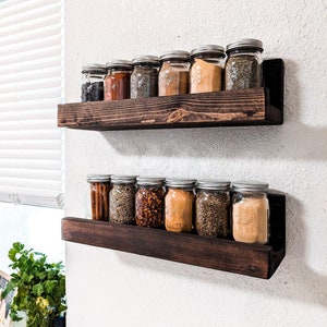 Spice Rack, Mason Jar Shelf, Chefs Spice Rack Organizer, Wall