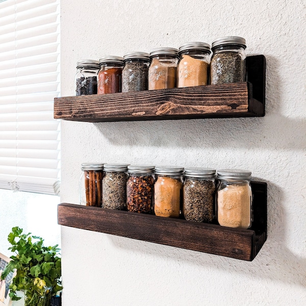 FREE SHIPPING Herb Spice Shelf / Essential Oil Shelf / Spice Rack / Herbs and Spices / Vinyl Shelf / Record Shelf / Floating Shelf / Wooden