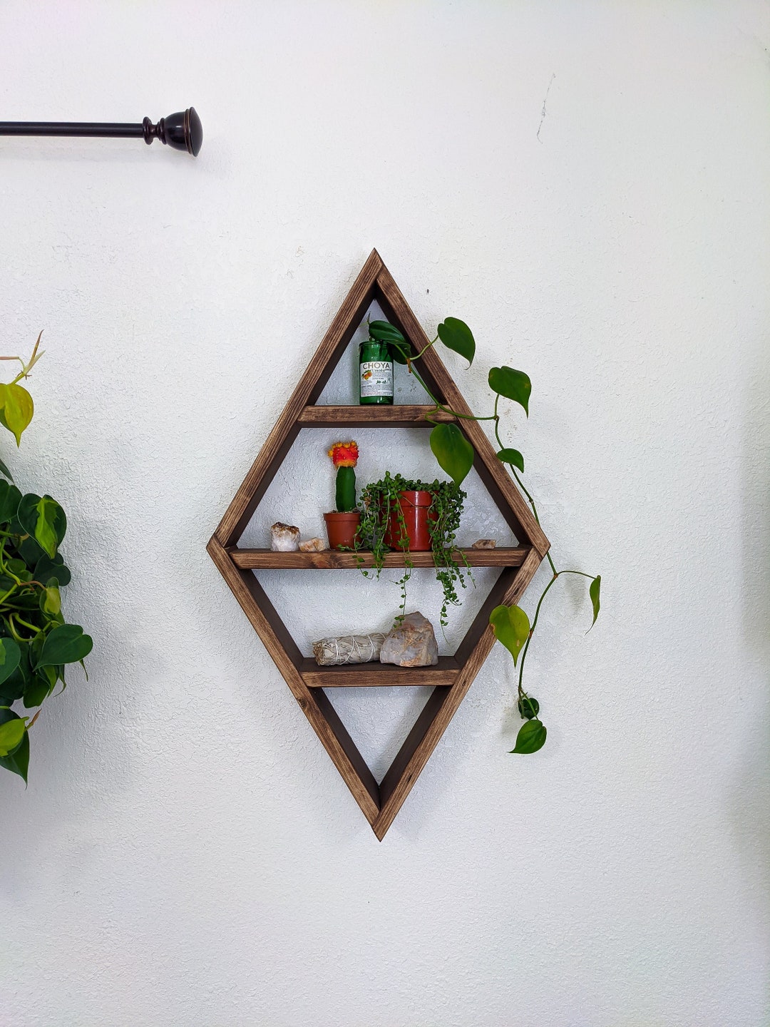 Diamond Shelf / Triangle Shelf / Floating Shelf / Plant Shelf / Wood ...