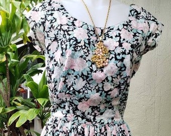 90s floral twirling vintage dress