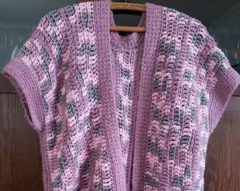 Handmade Mauve, pink, and grey vintage sweater vest