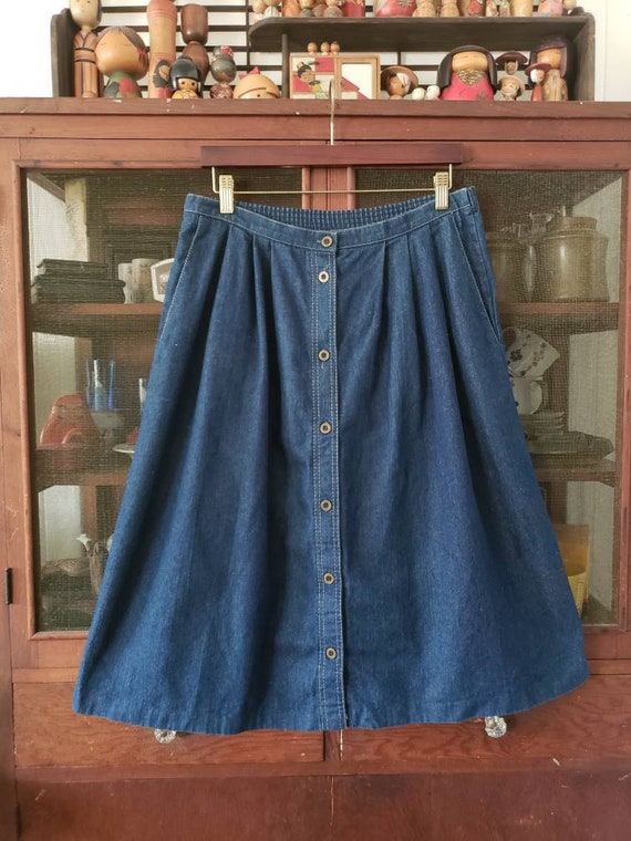 Denim jean rockabilly pleated women's skirt sz.14 