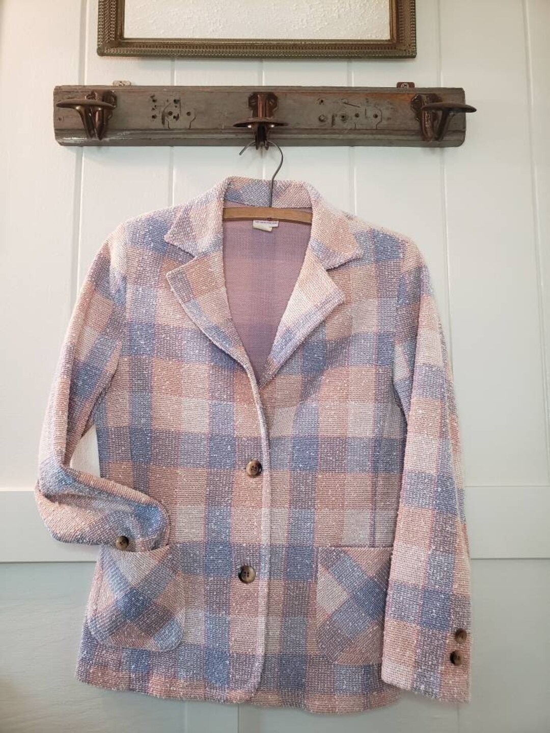 42S 1960s Gold Cashmere Tweed Blazer
