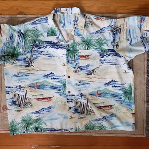 Hawaiian aloha print men's rayon short sleeve shirt. image 6