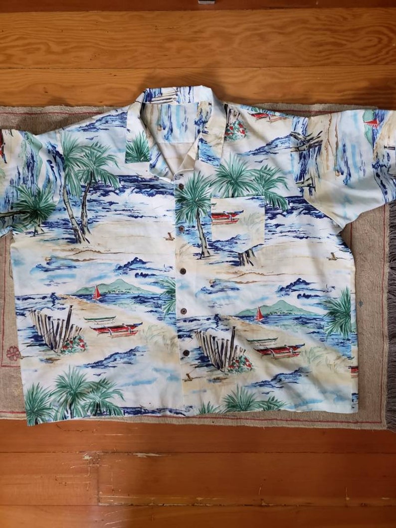 Hawaiian aloha print men's rayon short sleeve shirt. image 6