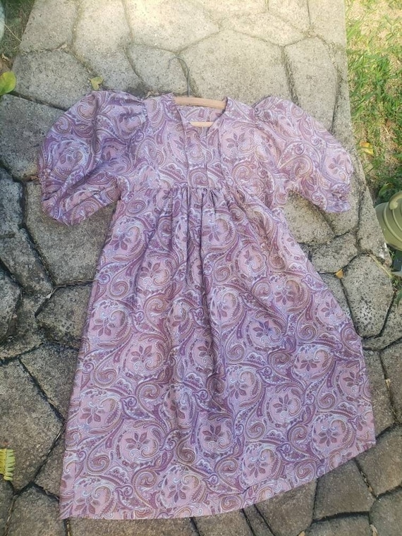 90s paisley babydoll peasant dress