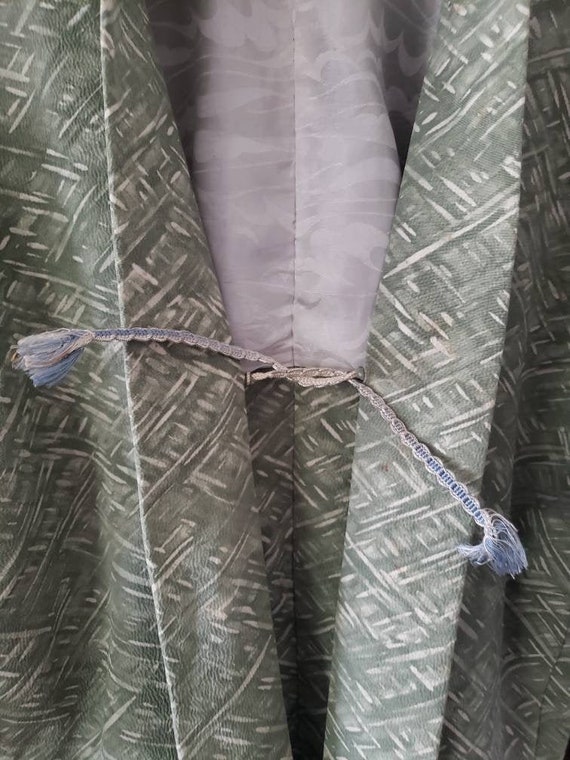 Sage green vintage Japanese yukata coat - image 3