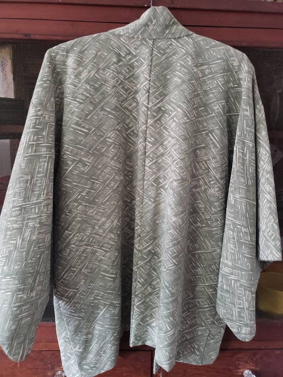 Sage green vintage Japanese yukata coat - image 5