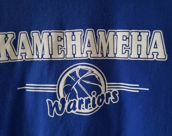 Hawaiian Kamehameha warriors school sports basketball team tee shirt.