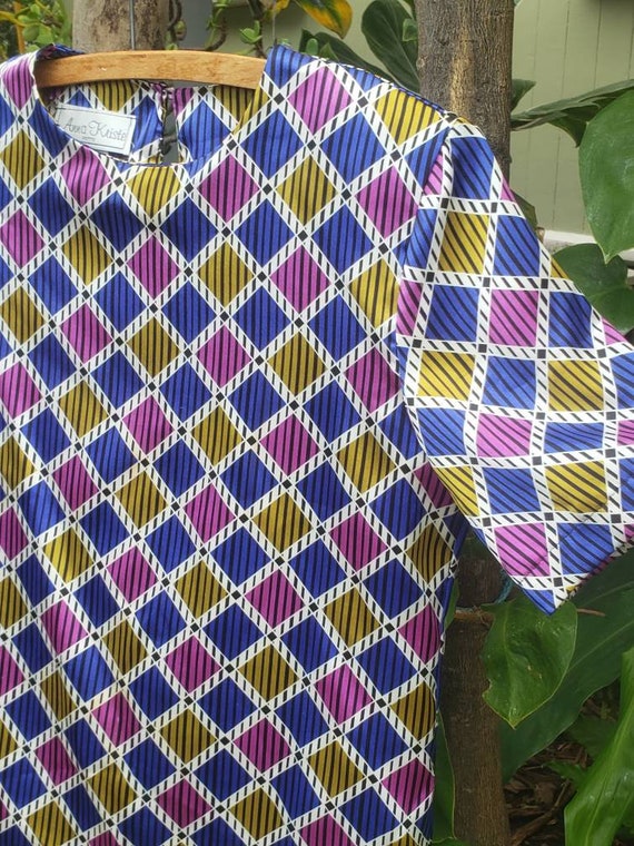 Vintage 60's mod checked shortsleeve top. - image 3