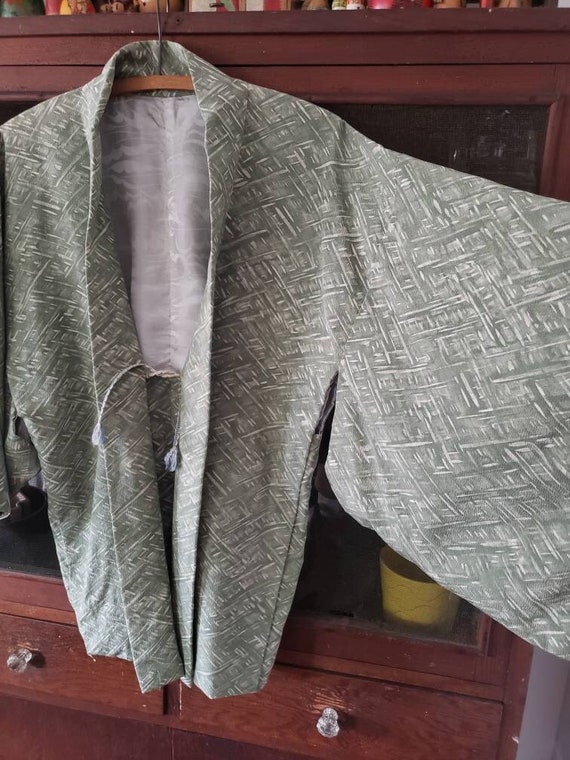 Sage green vintage Japanese yukata coat - image 1