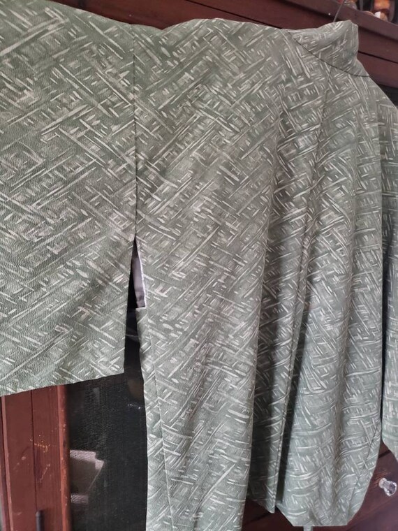 Sage green vintage Japanese yukata coat - image 8