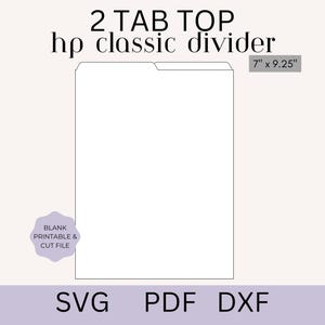 Happy Planner Divider Template, 2 tab top/bottom Divider SVG, Divider PDF, Printable Planner Divider