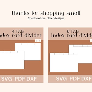 3 X 5 Index Card Divider Template, Index Card Tab SVG, Recipe Card ...