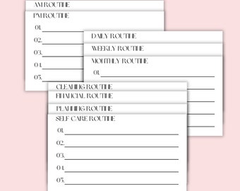 Minimal Routine Planner Task Card Printable/Fillable Planner Cards/ printable task cards/Planner Template