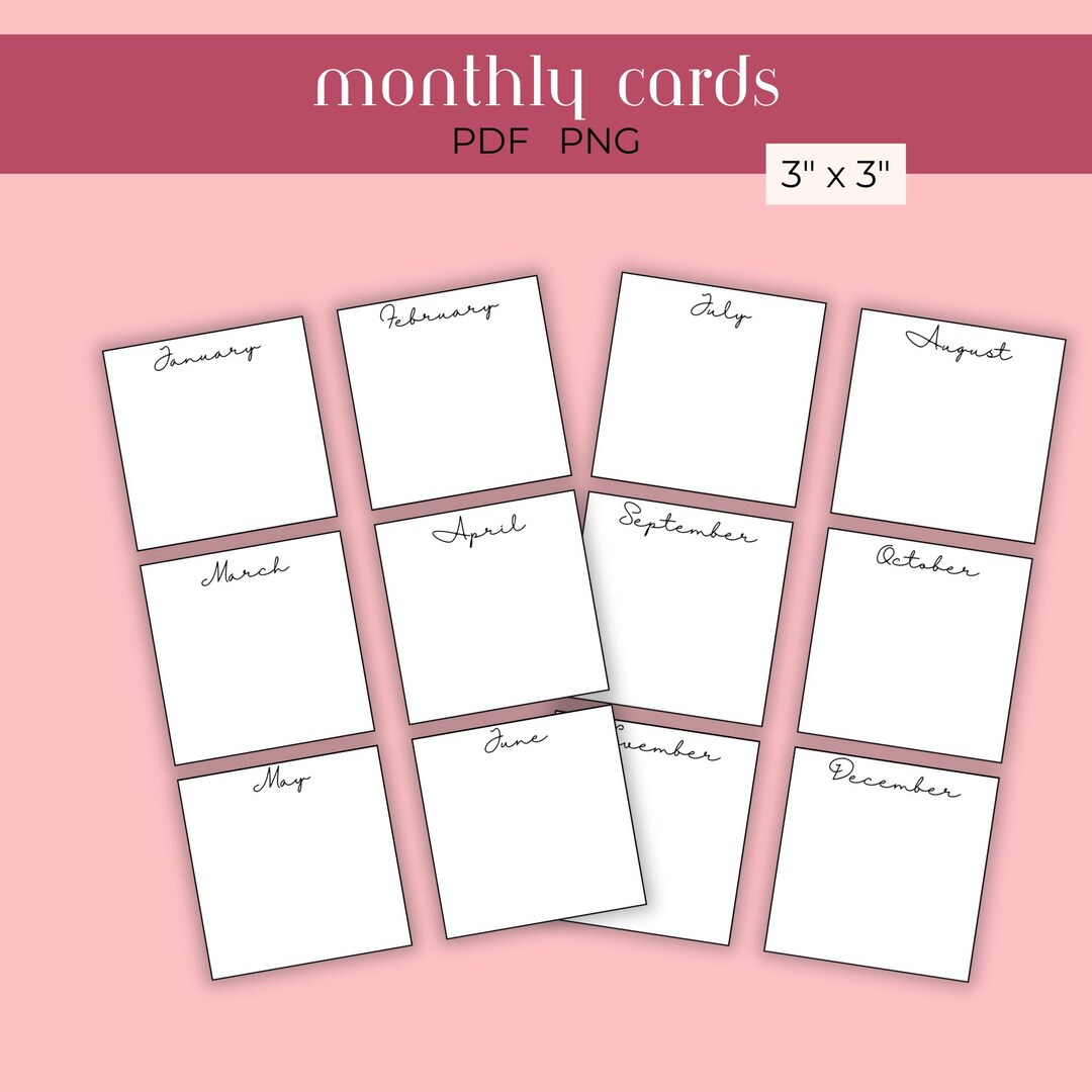 Monthly Printable Sticky Notes, Script Minimal Style, Mini Monthly ...