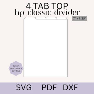 Happy Planner Divider Template, 4 top/bottom Divider SVG, Divider PDF, Printable Planner Divider