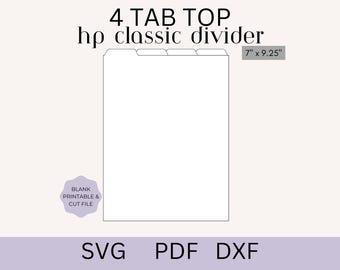 Happy Planner Divider Template, 4 top/bottom Divider SVG, Divider PDF, Printable Planner Divider