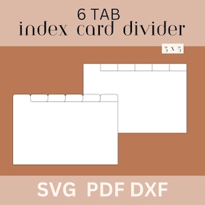 3 x 5 インデックス カード ディバイダー テンプレート、インデックス カード タブ SVG、レシピ カードの整理、フラッシュ カード テンプレート