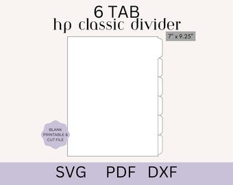 Happy Planner Printable Divider, 6 Side Tab Dividers for Disc Bound Planner/Classic Happy Planner /SVG,PNG,PDF