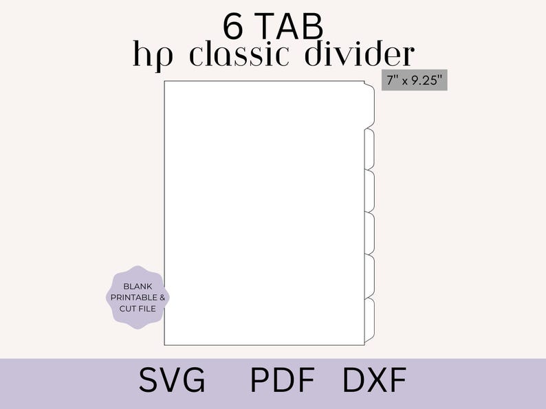Happy Planner Printable Divider, 6 Side Tab Dividers for Disc Bound