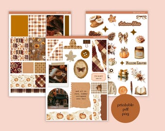 Fall Stickers, Cozy Journal, Fall Mood board printable, Autumn Stickers, PNG/PDF