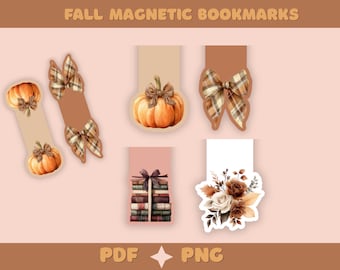 Cozy Fall Magnetic Bookmark, PNG/PDF, Autumn Bookish Bookmark, Book Club Gift