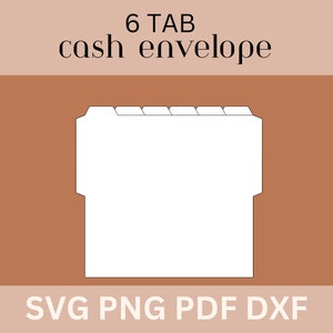 Modello busta per contanti a 6 schede Svg, Pdf, divisori per contanti, portafoglio per busta per contanti