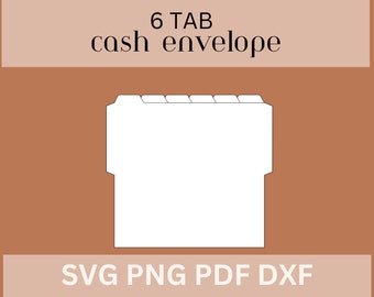6 tab Cash Envelope Template Svg, Pdf, Cash Dividers, Cash Envelope Wallet