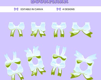 Bow Magnetic Bookmark Canva Template, Bookmark SVG, Bookmark Template, Book Club Gift, Custom bookmark